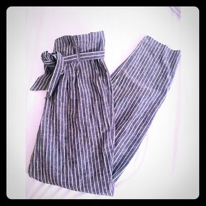 Miss Selfridge Striped Linen Paperbag Pants